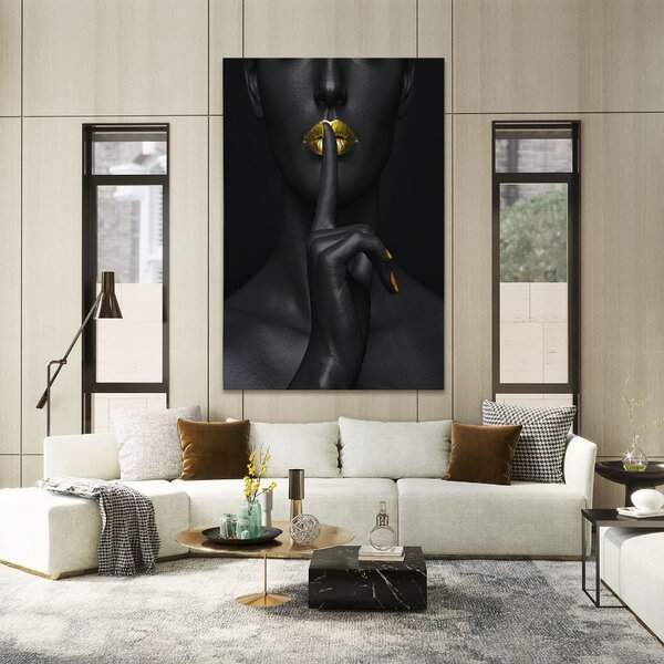 Tablou Canvas, 20x30cm, Dormitor si Living, Femei, Lips, Silence Lips Portrait