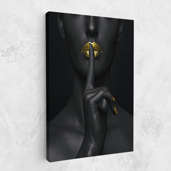 Tablou Canvas, 20x30cm, Dormitor si Living, Femei, Lips, Silence Lips Portrait