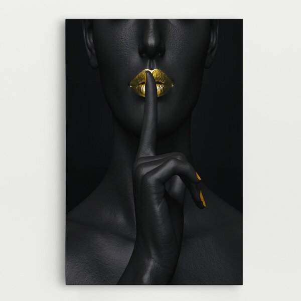 Tablou Canvas, 20x30cm, Dormitor si Living, Femei, Lips, Silence Lips Portrait