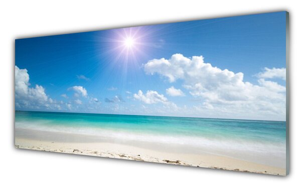 Tablou pe sticla Sea Sun Beach Peisaj Alb Albastru