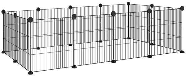 PawHut Țarc Modular pentru Animale de Companie de Talie Mică cu Panouri și Accesorii, 140x70x35 cm, Negru | Aosom Romania