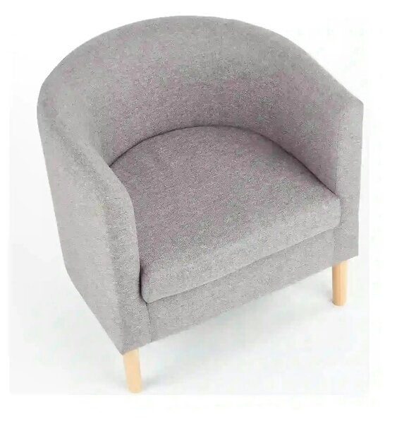 Fotoliu CLUBBY, gri/stejar natural, stofa clasica/lemn, 66x58x64 cm