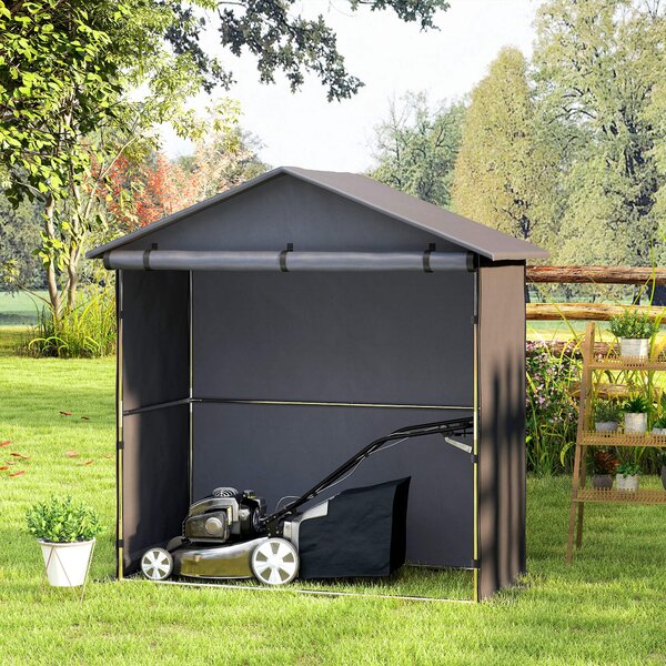 Outsunny Cort Garaj cu Intrare Rulabilă, Corzi și Țăruși, 1.1x2 m, Gri Închis | Aosom Romania