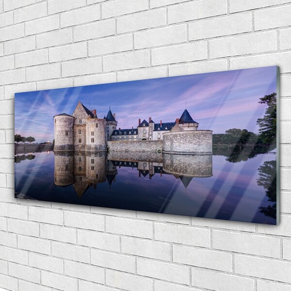 Tablou pe sticla Castelul de apă Arhitectură Violet Gri Negru