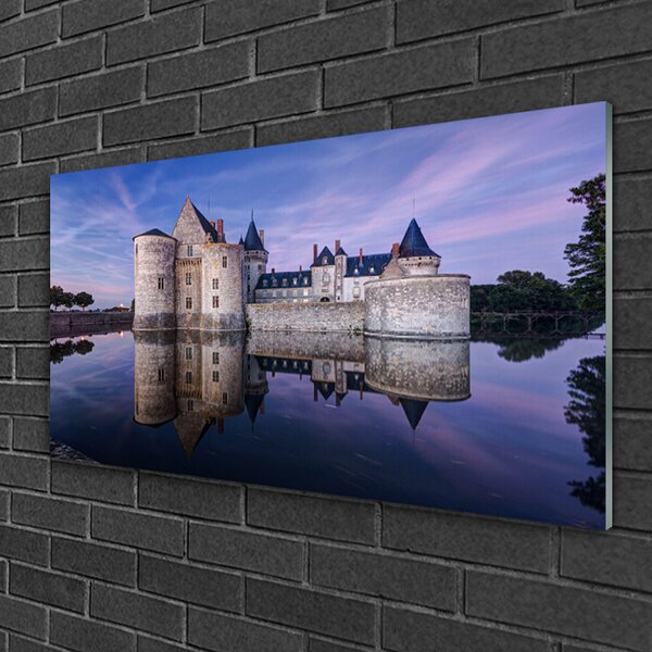 Tablou pe sticla Castelul de apă Arhitectură Violet Gri Negru