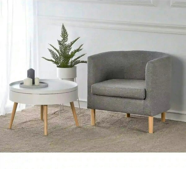 Fotoliu CLUBBY, gri/stejar natural, stofa clasica/lemn, 66x58x64 cm