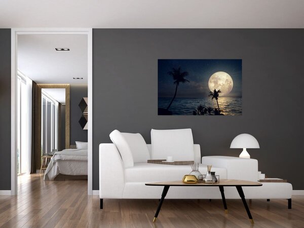Tablou - Plajă cu lună plină (90x60 cm)