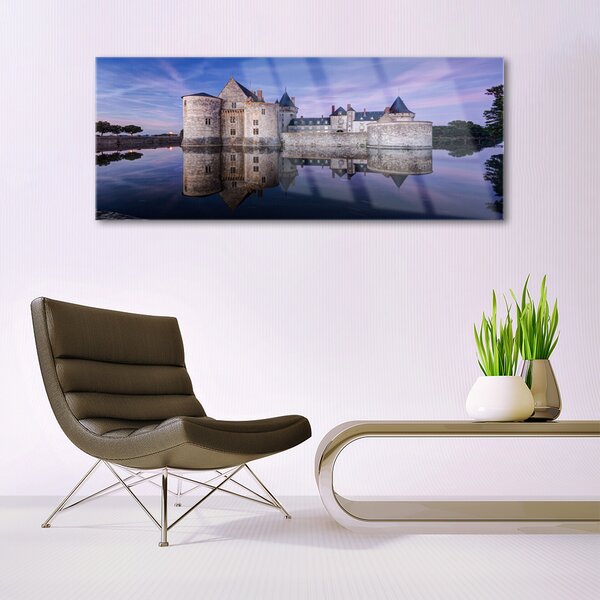 Tablou pe sticla Castelul de apă Arhitectură Violet Gri Negru