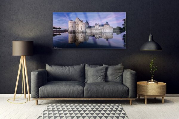 Tablou pe sticla Castelul de apă Arhitectură Violet Gri Negru
