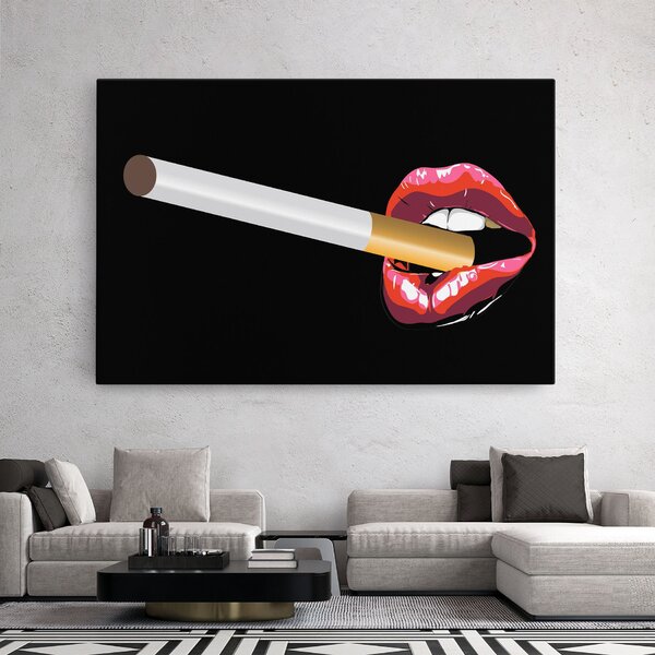 Tablou Canvas, 20x30cm, Dormitor si Living, Femei, Lips, Lips Smoking