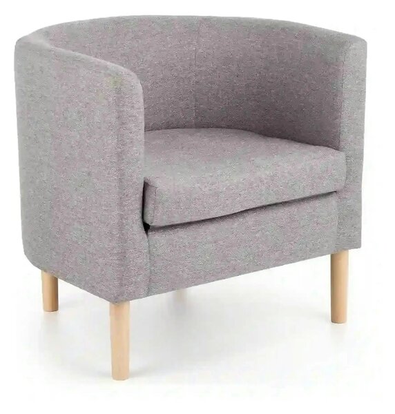 Fotoliu CLUBBY, gri/stejar natural, stofa clasica/lemn, 66x58x64 cm