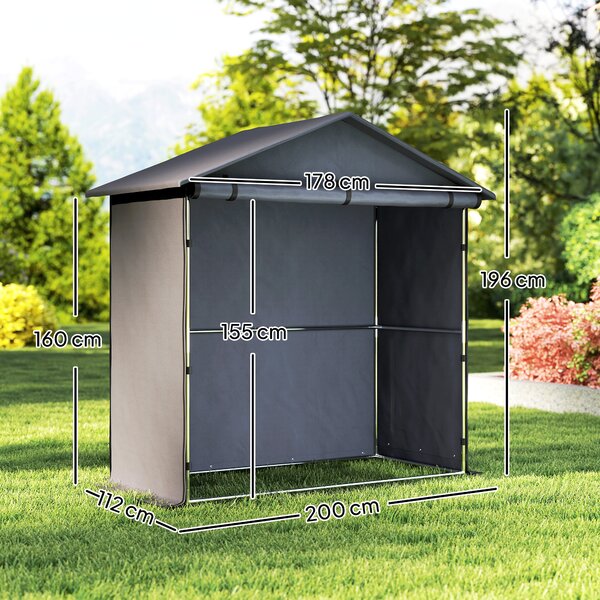 Outsunny Cort Garaj cu Intrare Rulabilă, Corzi și Țăruși, 1.1x2 m, Gri Închis | Aosom Romania