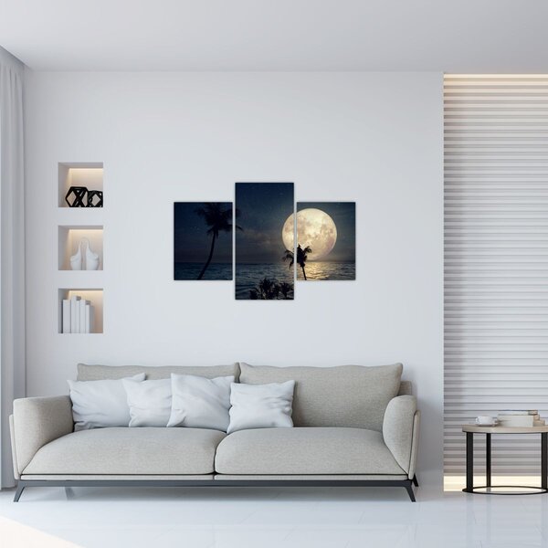Tablou - Plajă cu lună plină (90x60 cm)