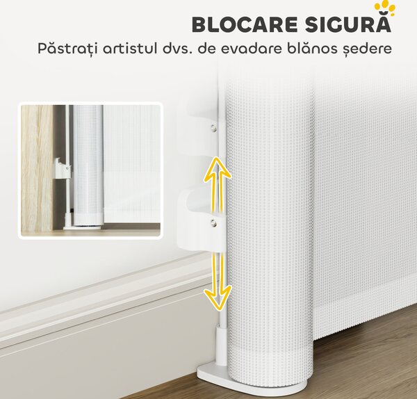 Poartă Retractabilă PawHut 140cm Albă | Aosom Romania
