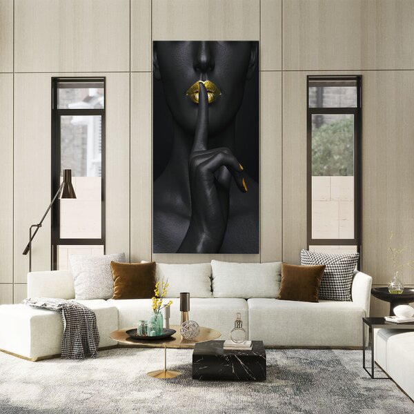 Tablou Canvas, 40x80cm, Dormitor si Living, Femei, Lips, Silence Lips Portrait