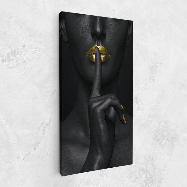 Tablou Canvas, 40x80cm, Dormitor si Living, Femei, Lips, Silence Lips Portrait