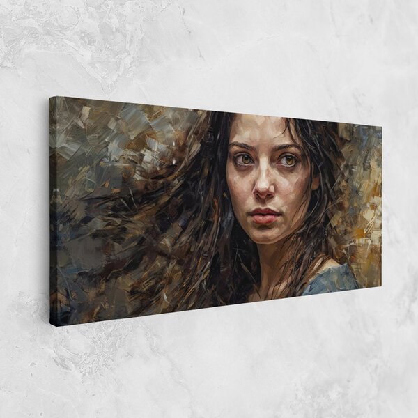 Tablou Canvas, 40x80cm, Dormitor si Living, Femei, Porterete, Darkhaired Woman Portrait