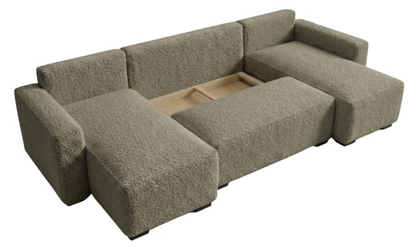 Canapea extensibila in forma de U SMART BOUCLE, gri-maro, 303x143 cm