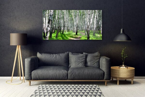 Tablou pe sticla Copaci Iarbă Natura Negru Alb Verde