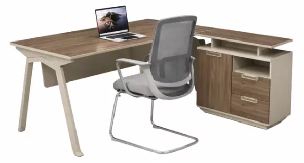 Set Evo Space & LineaPro - Birou cu dulap lateral mobil si Scaun de birou ergonomic cu spatar din plasa