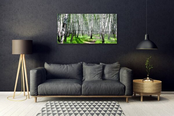 Tablou pe sticla Copaci Iarbă Natura Negru Alb Verde