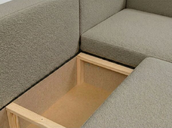Canapea extensibila in forma de U SMART BOUCLE, gri-maro, 303x143 cm