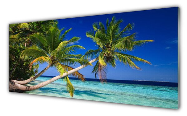 Panou sticla bucatarie Palm Tree Sea Peisaj Verde Albastru Maro