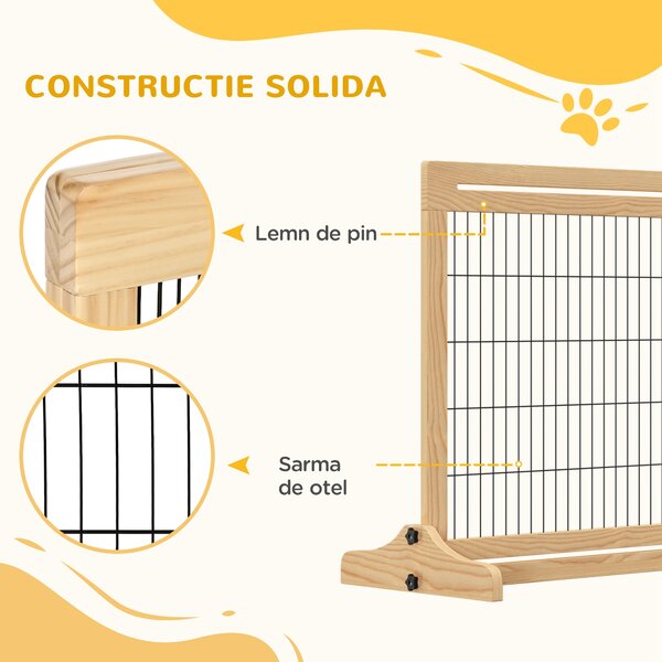 PawHut Poarta Extra Lata Independenta de 183x36x70cm pentru Animale de Companie, cu Lungime Reglabila, Bariere pentru Casa, Usa, Hol, Natur