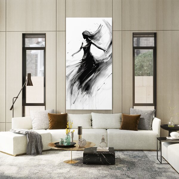 Tablou Canvas, 40x80cm, Dormitor si Living, Femei, Siluete, Dancing Woman Drawn