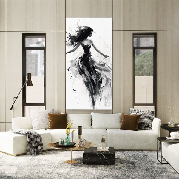 Tablou Canvas, 40x80cm, Dormitor si Living, Femei, Siluete, Black Ink Woman