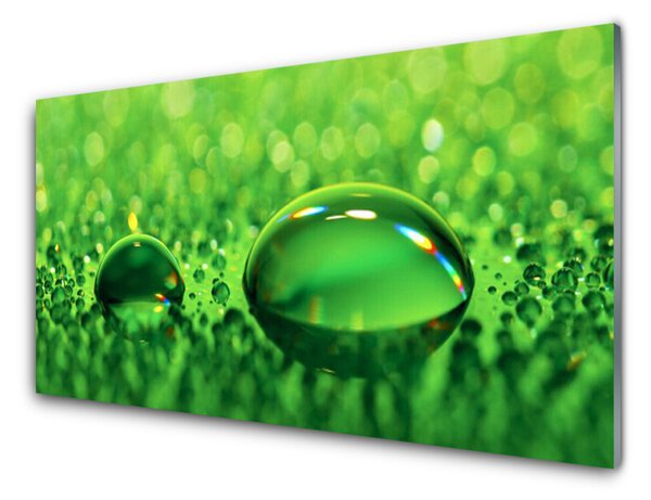 Panou sticla bucatarie Waterdrop Art Green