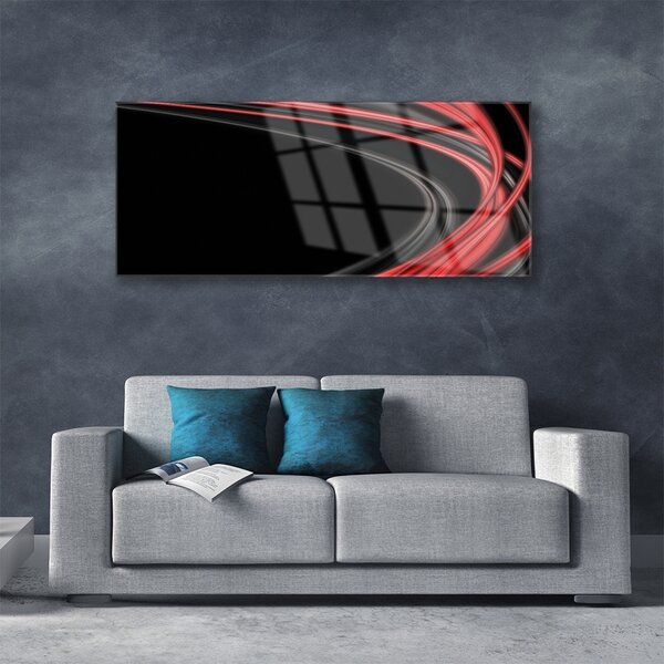 Tablou pe sticla Abstract Art Gri Portocaliu Negru