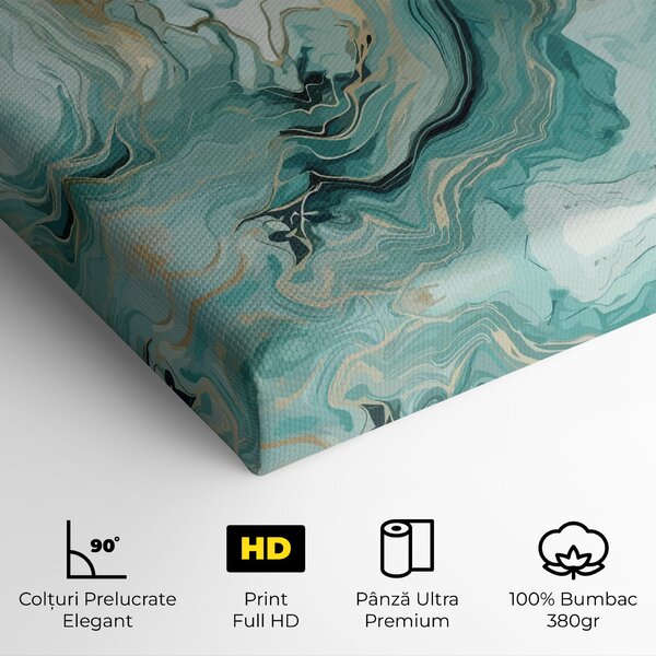 Tablou Canvas, 40x80cm, Dormitor si Living, Feng Shui, Apa, Green Gold Water