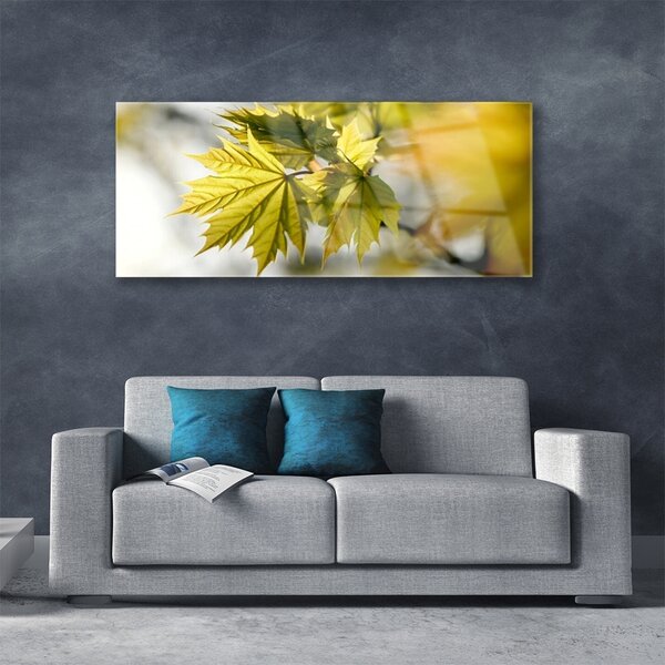 Tablou pe sticla Frunze verde florale