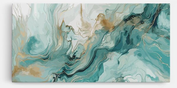 Tablou Canvas, 40x80cm, Dormitor si Living, Feng Shui, Apa, Green Gold Water