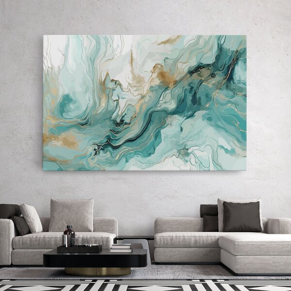 Tablou Canvas, 20x30cm, Dormitor si Living, Feng Shui, Apa, Green Gold Water