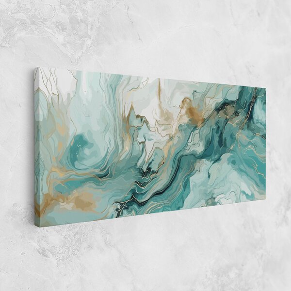 Tablou Canvas, 40x80cm, Dormitor si Living, Feng Shui, Apa, Green Gold Water
