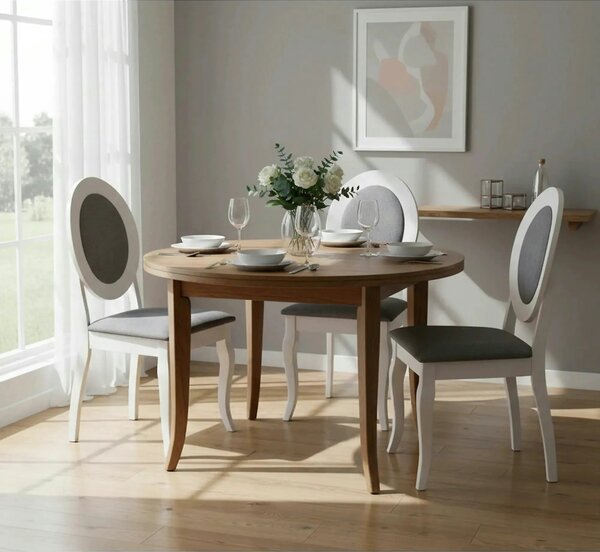 Scaun vintage alb BAROCK, lemn de cauciuc, 45x51x93 cm