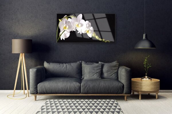 Tablou pe sticla Flori Floral alb