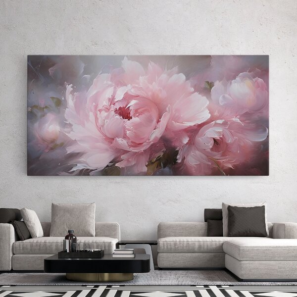 Tablou Canvas, 40x80cm, Dormitor si Living, Flori, Bujori, Dreamy Painting Peony