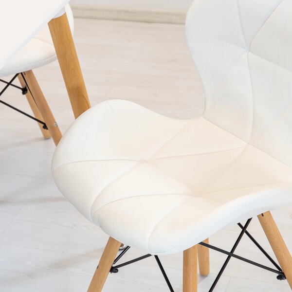 Set masa Koln alba cu 4 scaune Oslo alb, DENVER, blat MDF alb, forma patrata, 80x80x74 cm