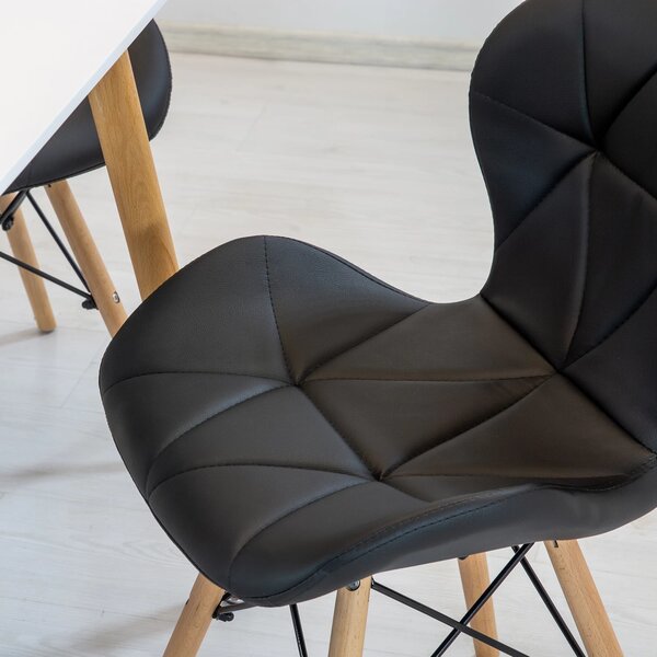 Set masa Koln alba cu 4 scaune Oslo negru, DENVER, blat MDF alb, forma patrata, 80x80x74 cm