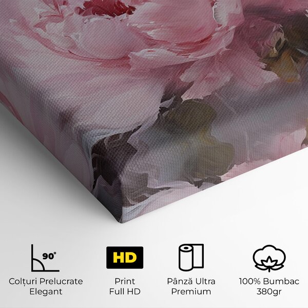 Tablou Canvas, 40x80cm, Dormitor si Living, Flori, Bujori, Dreamy Painting Peony