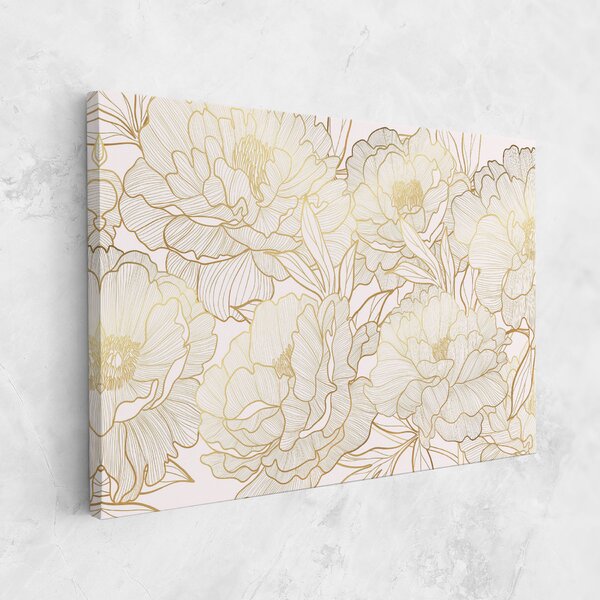 Tablou Canvas, 20x30cm, Dormitor si Living, Flori, Bujori, Golden Peony