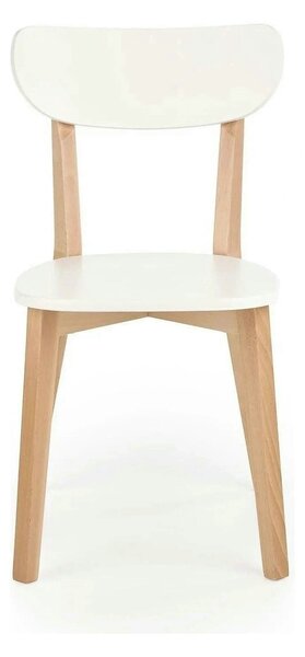 Scaun BUGGI, alb/stejar, lemn de fag, 45X50X81 CM