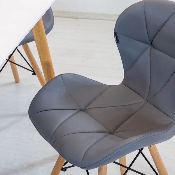 Set masa Koln alba cu 4 scaune Oslo gri, DENVER, blat MDF alb, forma patrata, 80x80x74 cm