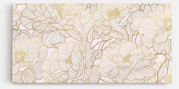 Tablou Canvas, 40x80cm, Dormitor si Living, Flori, Bujori, Golden Peony