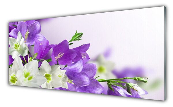 Tablou pe sticla Flori Floral Alb Verde Roz