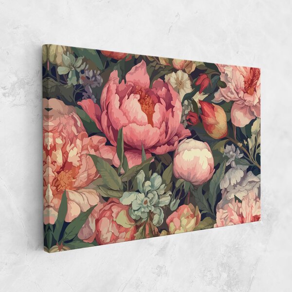 Tablou Canvas, 20x30cm, Dormitor si Living, Flori, Bujori, Pretty Artistic Peony