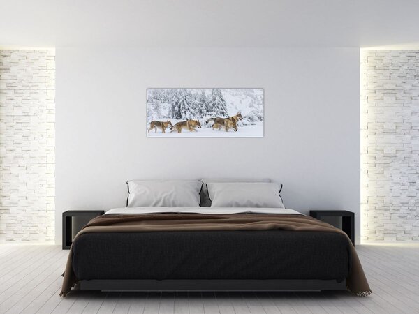 Tablou - Lupi în munți (120x50 cm)